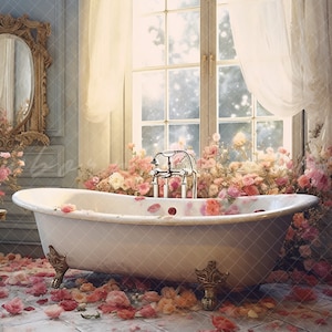 vintage bathtub digital backdrop, baby digital Backdrop, maternity digital backdrop, floral bathtub, milk bath digital backdrop