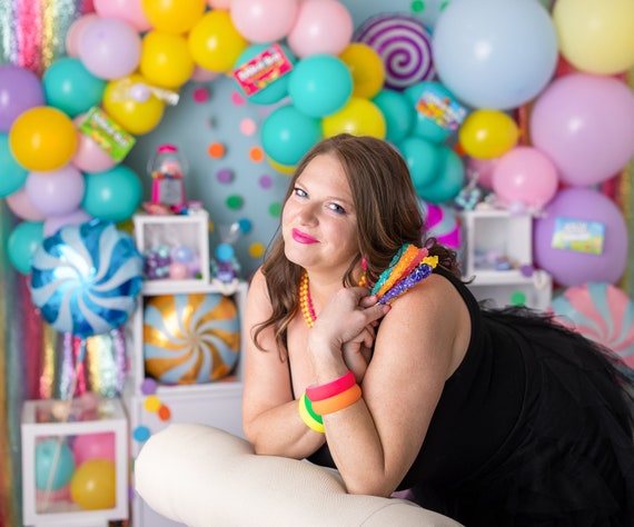 Pastel Rainbow Backdrop, Rainbow Balloon Arch, Rainbow Digital Backdrop,  One Year Backdrop, Printable Backdrop 