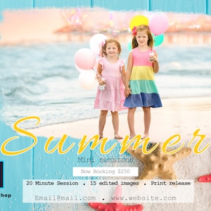 Summer mini session template, photography marketing template, mini session template, mini session marketing board, beach minis