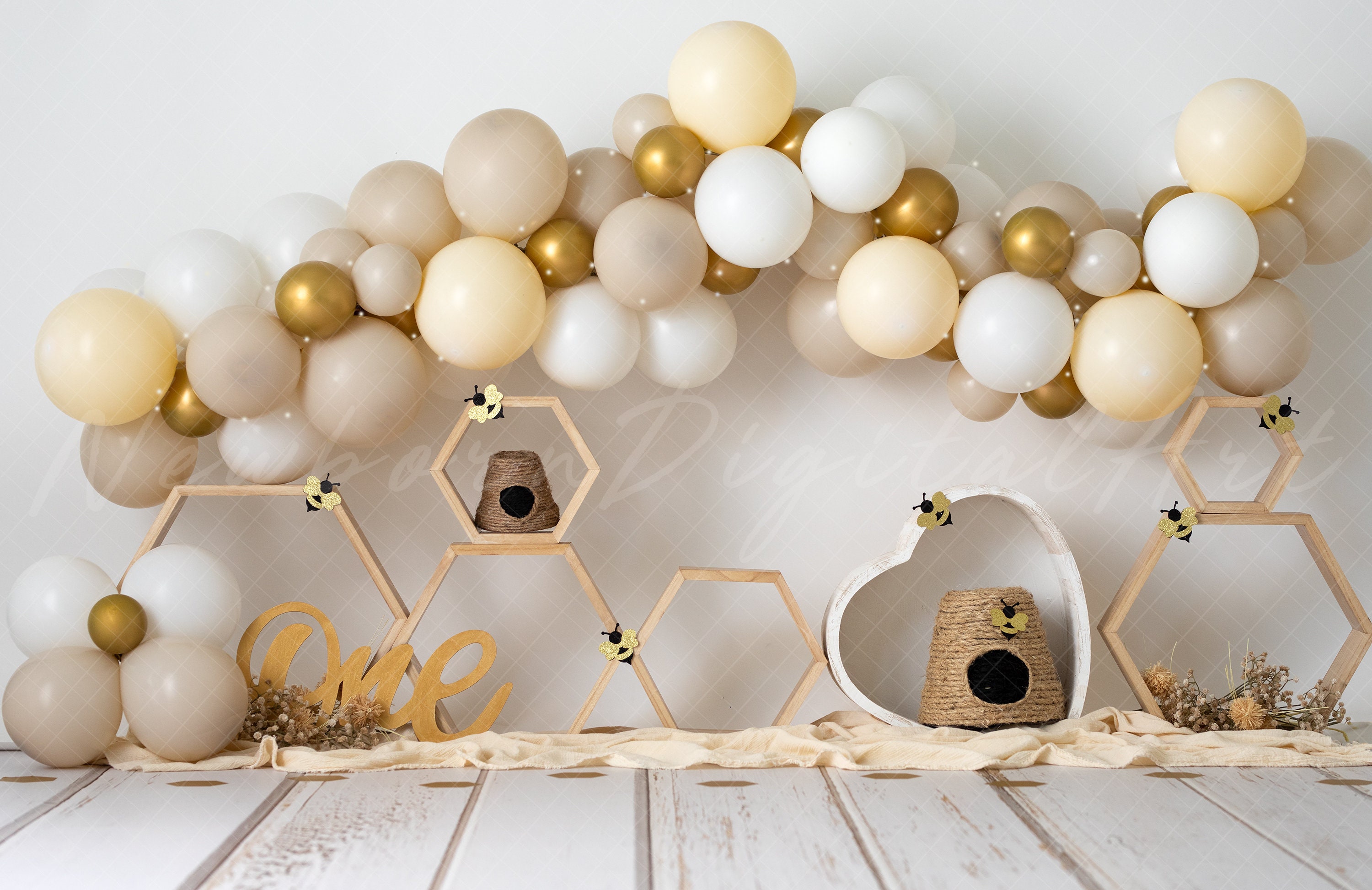 Bee Backdrop, honeycomb backdrop,  printable Backdrop, bee Background, cake smash backdrop, happy bee-day, bee theme, boho
