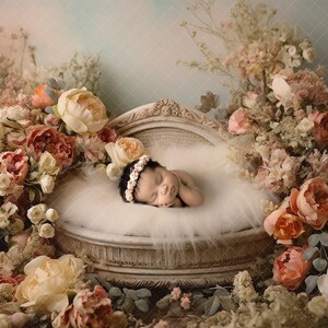 Newborn floral Backdrop, floral backdrop, Newborn digital Background, bowl Prop, newborn bowl, pink floral