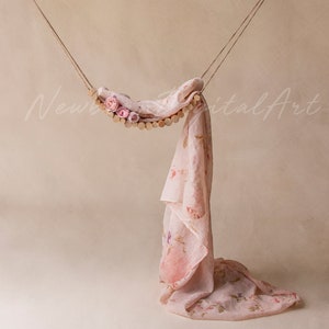 Newborn digital Backdrop, Newborn digital swing, Newborn Background, Digital Prop, Digital Newborn swing prop, pink floral fabric swing