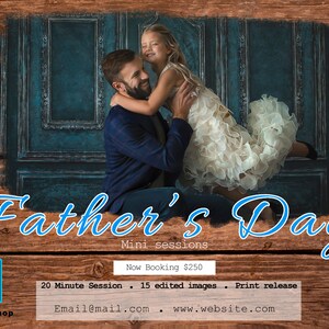 Father&#39;s day mini session template, photography marketing template, mini session template, mini session marketing board, daddy and me minis