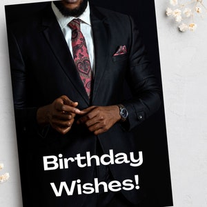 Cartes noires, cartes ethniques, cartes afrocentriques, cartes pour lui, cartes d'anniversaire, propriété noire, souhaits d'anniversaire, homme noir, joyeux anniversaire