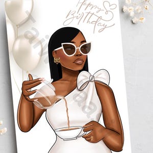 Cartão de aniversário de mulher negra, propriedade de negros, cartões negros, cartões afrocêntricos, cartões feitos à mão, cartões para ela,