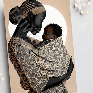 Fête des mères, nouveau-né, cartes faites main, cartes vierges, cartes noires, cartes appartenant à des Noirs, cartes afrocentriques, cartes ethniques,