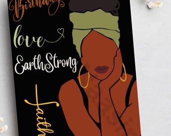 Cartes femme noire, EarthStrong, appartenant à des noirs, cartes noires, cartes ethniques, cartes afrocentriques, cartes faites main, cartes de voeux noires,