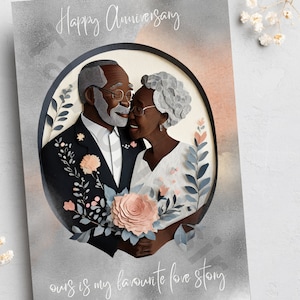 Tarjetas de aniversario, parejas negras, amor negro, propiedad de negros, tarjetas hechas a mano, tarjetas étnicas, tarjetas afrocéntricas, tarjetas en blanco, aniversario de boda