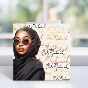 Eid Mubarak, cartes religieuses, entreprise appartenant à des Noirs, Ramadan, cartes ethniques, cartes noires, cartes faites main, cartes afrocentriques,