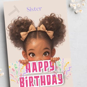 Zwarte kinderverjaardagskaarten, zwarte verjaardagskaarten, afrocentrische kaarten, handgemaakte kaarten, kaarten voor meisjes, zwarte onderneming, culturele kaarten,