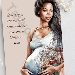 Enceinte, future maman, future maman noire, mères noires, cartes ethniques, cartes noires, cartes afrocentriques, cartes A5, entreprise appartenant à des Noirs
