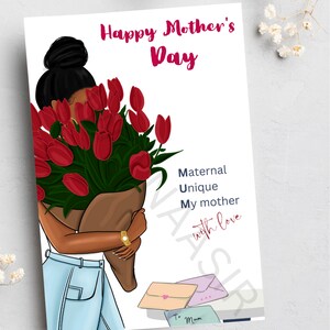 Fête des mères, cartes noires, cartes appartenant à des Noirs, cartes ethniques, cartes afrocentriques, cartes faites main, cartes pour les mères, cartes pour les femmes