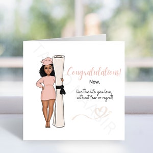Remise des diplômes, félicitations, cartes uni, cartes afrocentriques, carte ethnique, cartes pour elle, cartes de voeux noires, entreprise appartenant à des Noirs,