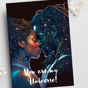 Valentijnskaarten, handgemaakte kaarten, Black Owned, Black Love, Black Couples, etnische kaarten, Afrocentrische kaarten, blanco kaarten,