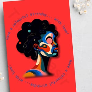 Tarjetas de cumpleaños, tarjetas negras, negocios propiedad de negros, tarjetas para mujeres, magia de chicas negras, tarjetas afrocéntricas, tarjetas hechas a mano, tarjetas abstractas,