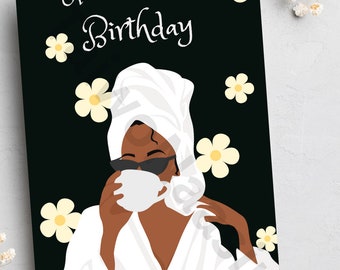 Cartes d'anniversaire noires, cartes ethniques, cartes afrocentriques, cartes pour elle, femmes noires, cartes vierges,