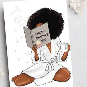 Cartões de felicitações de aniversário, cartões para irmãs, cartões de felicitações pretos, cartões para mulheres, cartões afrocêntricos