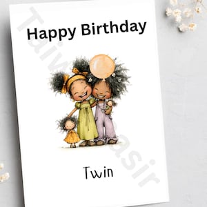Zwarte verjaardagskaarten, tweelingkaarten, kaarten voor beste vrienden, afrocentrische kaarten, handgemaakte kaarten, Black Owned Business, Black Card Shop,