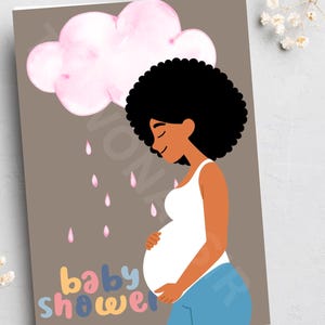 Baby Shower, Nuovo Bambino, In Attesa, Neomamma, Mamme di Colore, Magia delle Ragazze di Colore, Biglietti Fatti a Mano, Biglietti Afrocentrici, Biglietti per Occasioni Speciali,