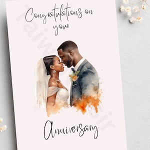 Tarjetas de boda, tarjetas de compromiso, tarjetas de aniversario, parejas negras, amor negro, bodas negras, propiedad de negros, tarjetas afrocéntricas, tarjetas étnicas