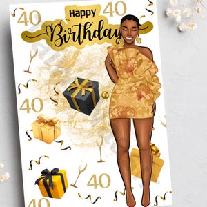 Anniversaire, EarthStrong, appartenant à des noirs, cartes noires, 18, 21, 30, 40 ans, cartes afrocentriques, cartes faites main, femme noire, cartes de voeux