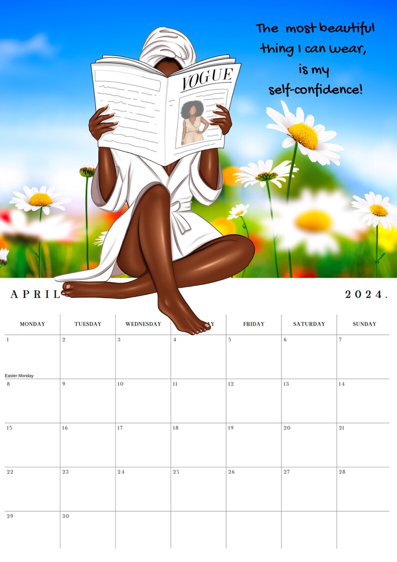 2025 Calendar, A3 Calendar, Self Love, Motivational, Black Owned