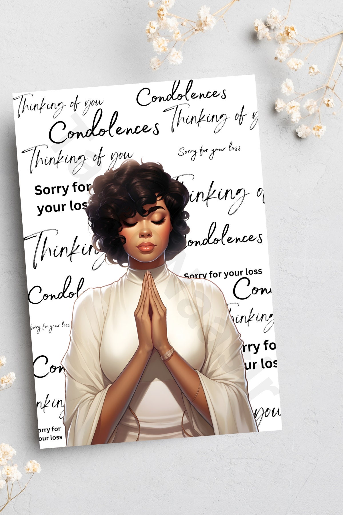 Black Sympathy Cards, Sorry for Your Loss, Condolences, Thinking