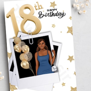 18e verjaardag, kaarten voor volwassenen, zwarte meid magie, verjaardagskaarten, zwarte kaarten, Black Owned Business, Afrocentric-kaarten, handgemaakte kaarten,