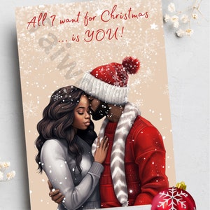 Cartões de Natal, casal negro, amor negro, cartões de felicitações, cartões artesanais, cartões étnicos, cartões afrocêntricos, cartões pretos, cartões em branco