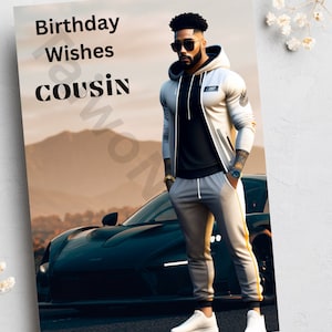 Cartes homme noir, cartes de fête noires, cousin, fils, neveu, frère, père, 21, 30, 40 ans,