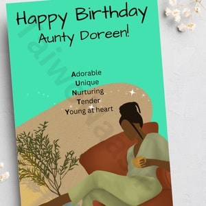 Tante Karten, personalisierte Karten, Geburtstagskarten, schwarze Karten, ethnische Karten, Afrocentric Karten, handgemachte Karten, Karten für Tanten
