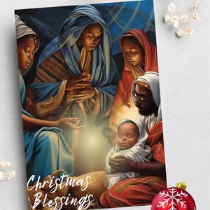 Cartões de Natal, natividade negra, propriedade negra, cartões negros, feitos à mão, cartões étnicos, cartões afrocêntricos, cartões sazonais, cartões em branco