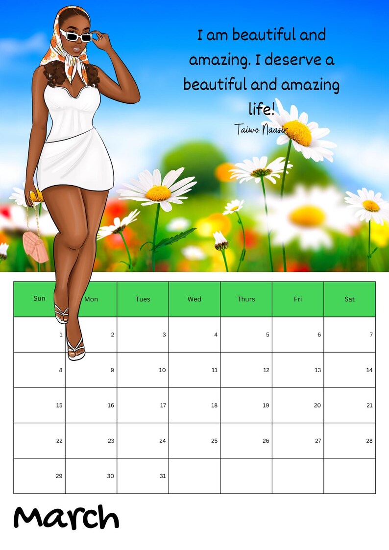 Black Calendar, 2026 Calendar, Afrocentric Calendar, Gifts for Her