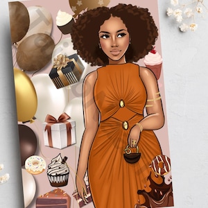 Cartes d'anniversaire, cartes noires, cartes afrocentriques, cartes faites main, cartes vierges, magie fille noire, cartes pour elle, cartes ethniques,