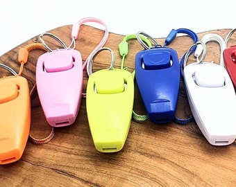 Clicker for Dog Training, also With Built in Whistle a Wrist Strap & Split Ring Keyring, Clicker Training, Agility, Obedience, flyball