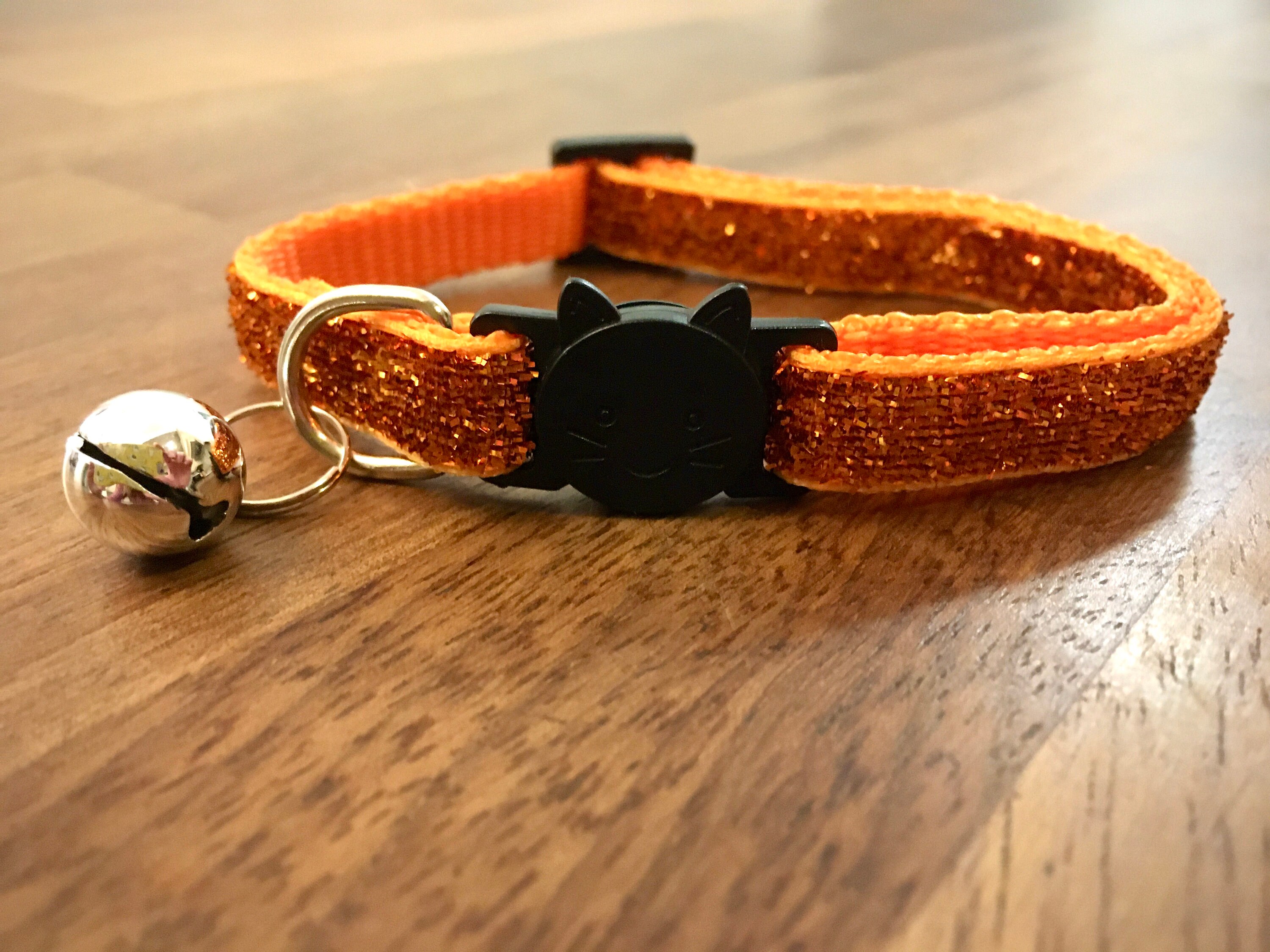 Orange Sparkly Glitter Cat Collar Adjustable Cat Collar Etsy