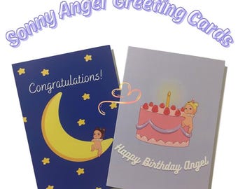 Sonny Angel Card for Birthday and Celebrations: Cake or Mood Design, A6 Size