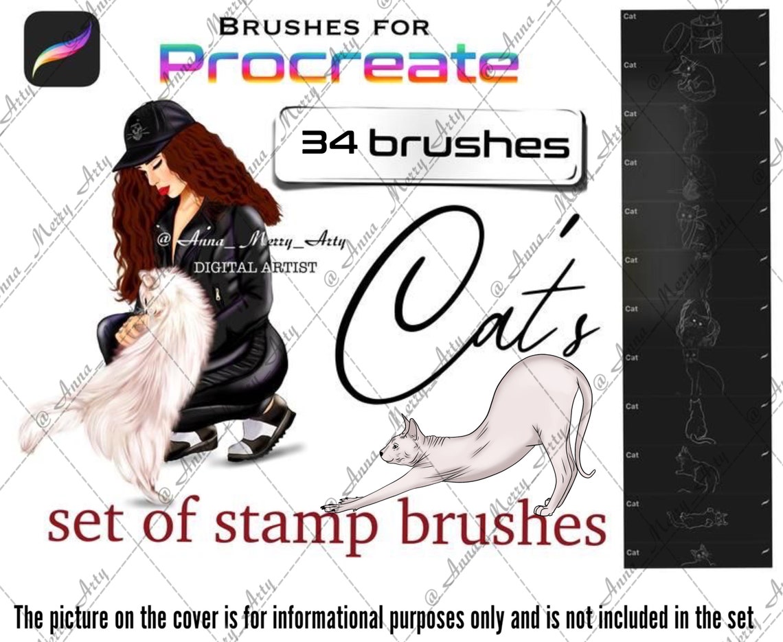 Procreate cats brushes Animals brushes Procreate stamp Etsy
