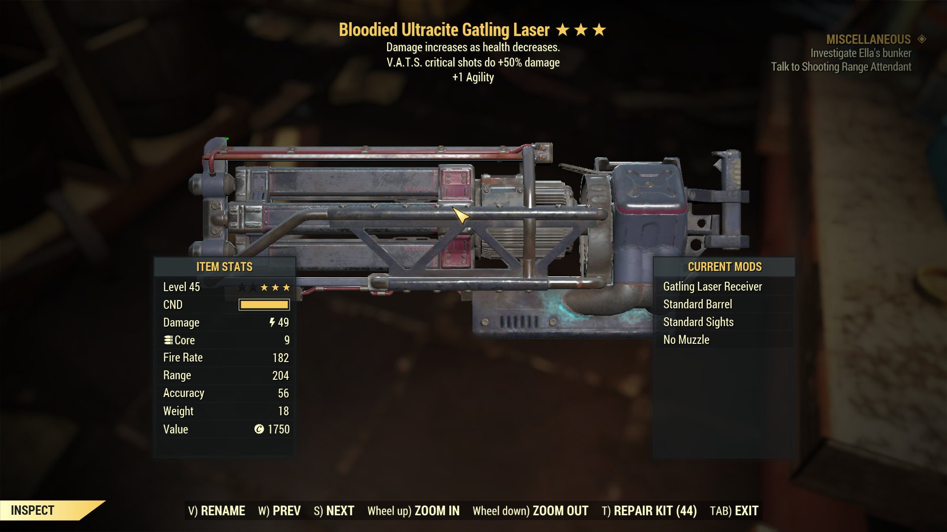 Fallout 76 PC Bloodied Ultracite Gatling Laser Etsy