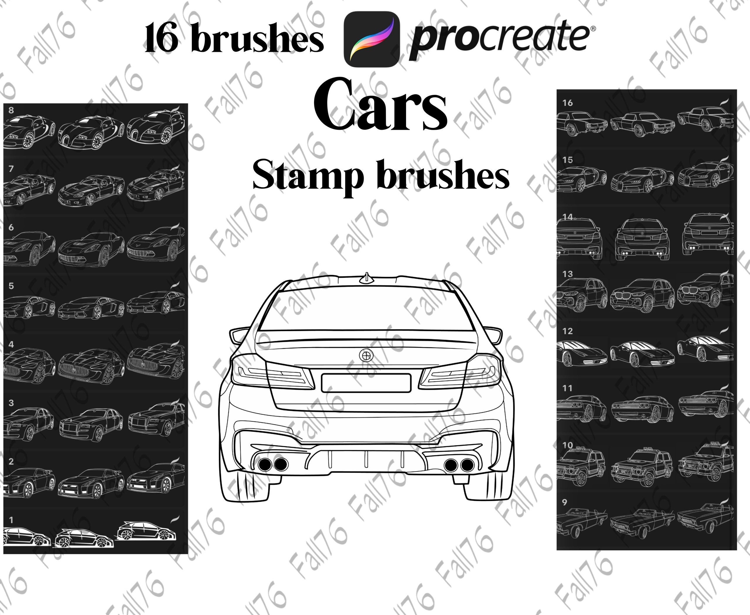Car Stamp brushes Procreate stamp Digital brushes Etsy