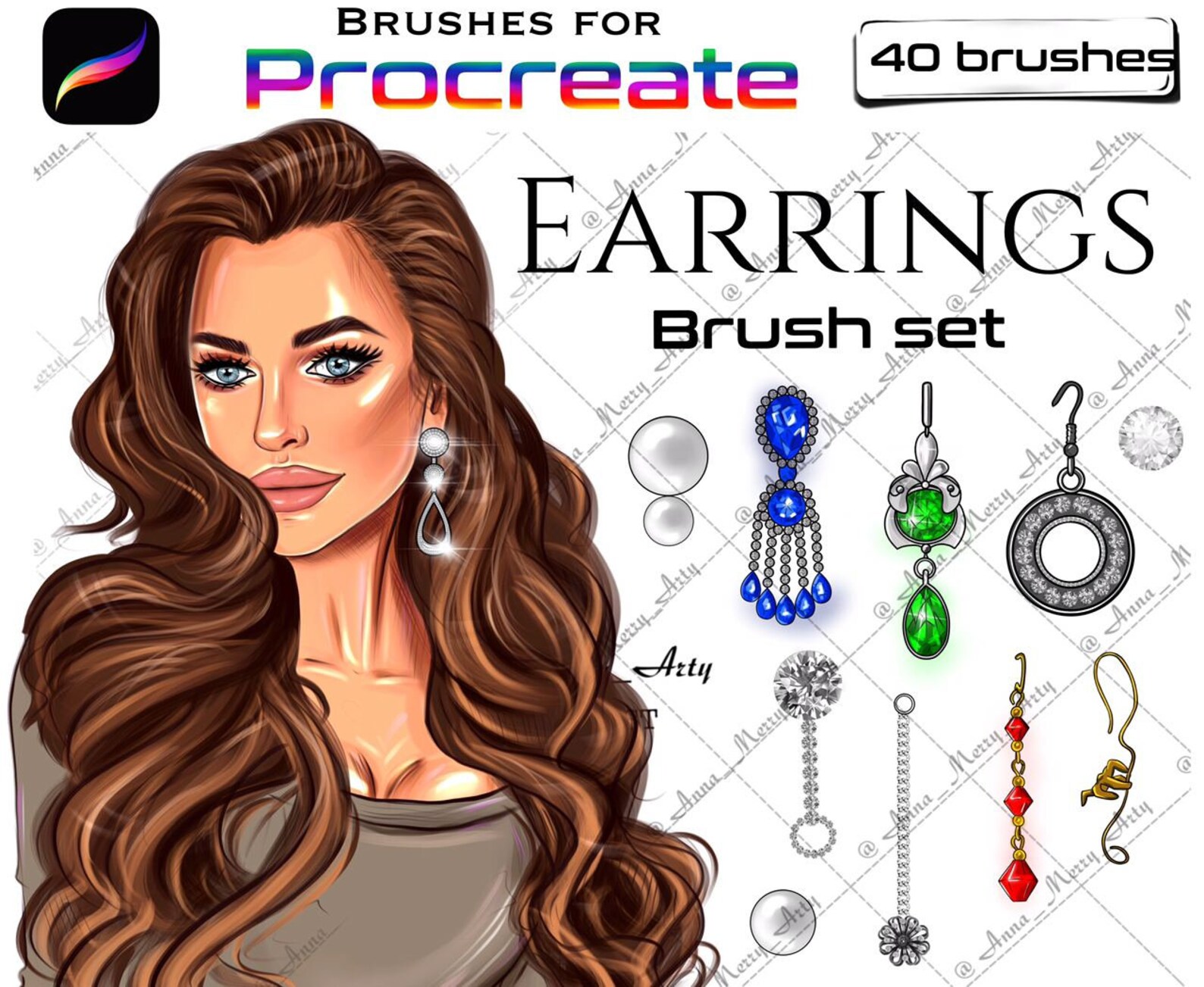 Earrings procreate brushes Procreate Jewelry stamp Gems Etsy