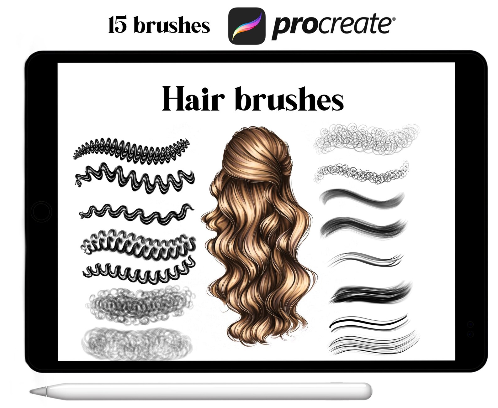 Procreate Brushes Curly Hair Procreate Brushes Set Hair Etsy