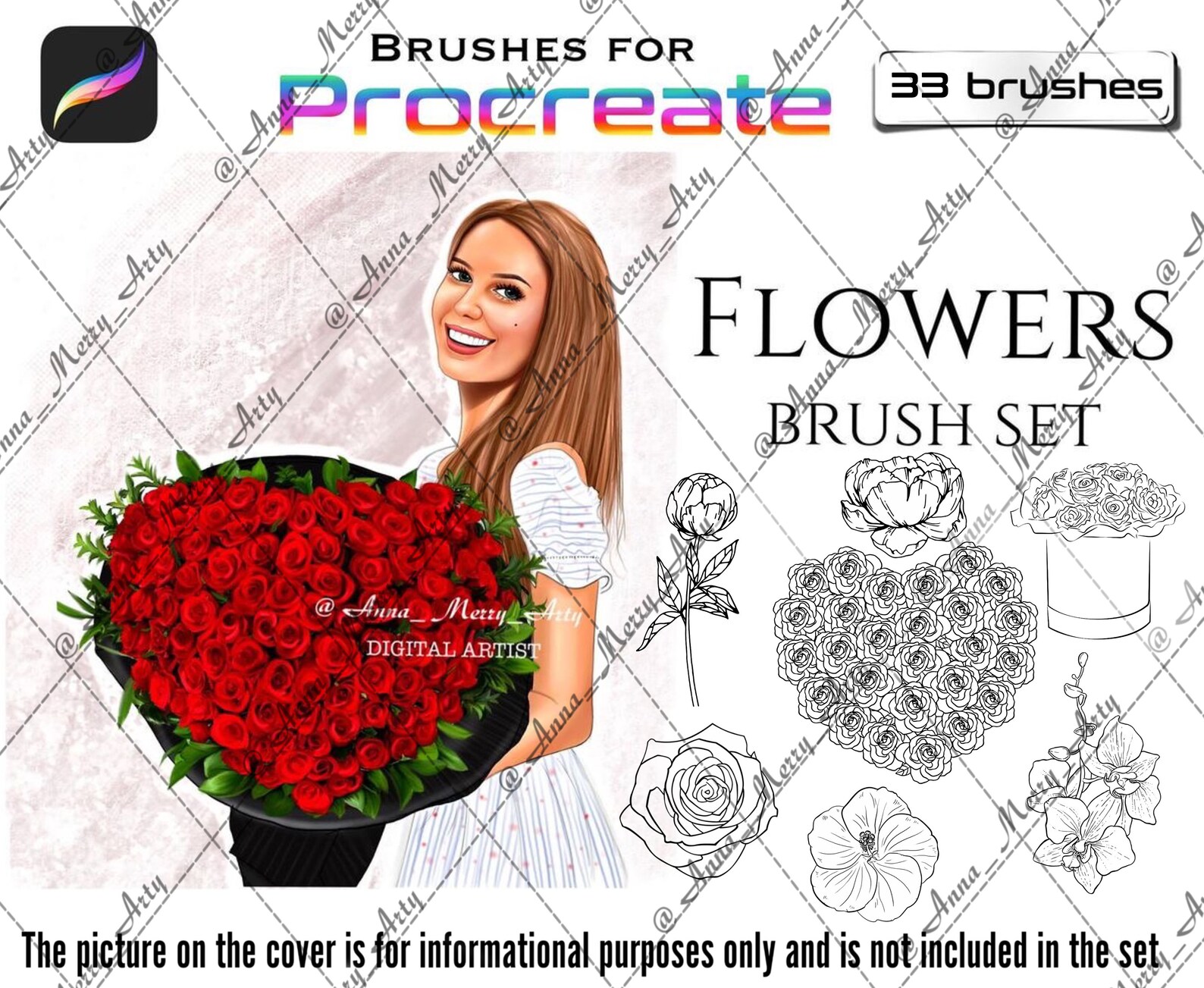 Procreate Flowers brush Procreate brushes Rose brush | Etsy