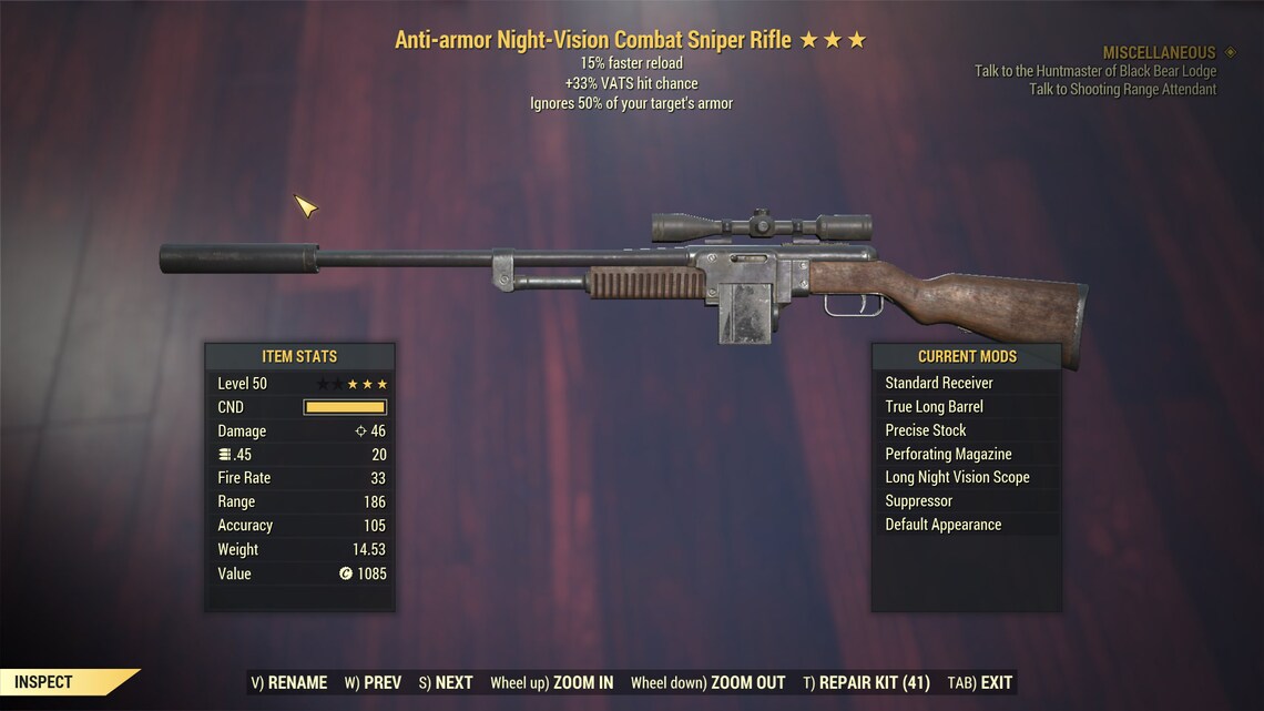 Fallout 76 automatic rifle build