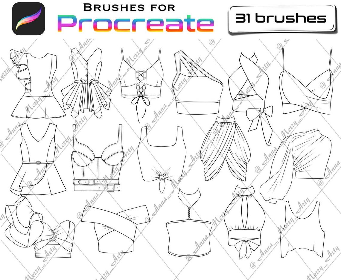 Tops and blouses brushes for procreate Procreate clothes | Etsy