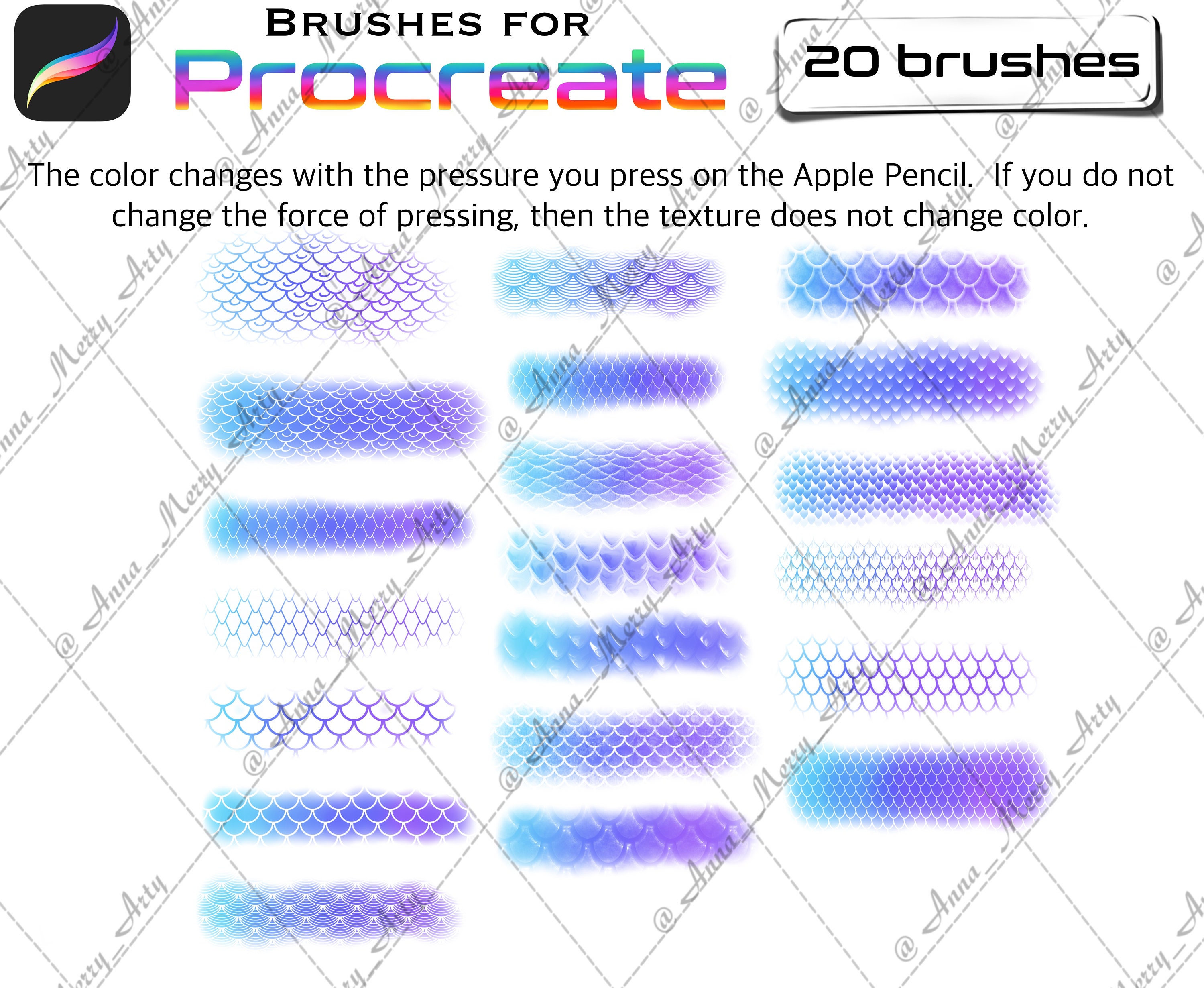 Colored scales procreate brushes Fish scales procreate Etsy