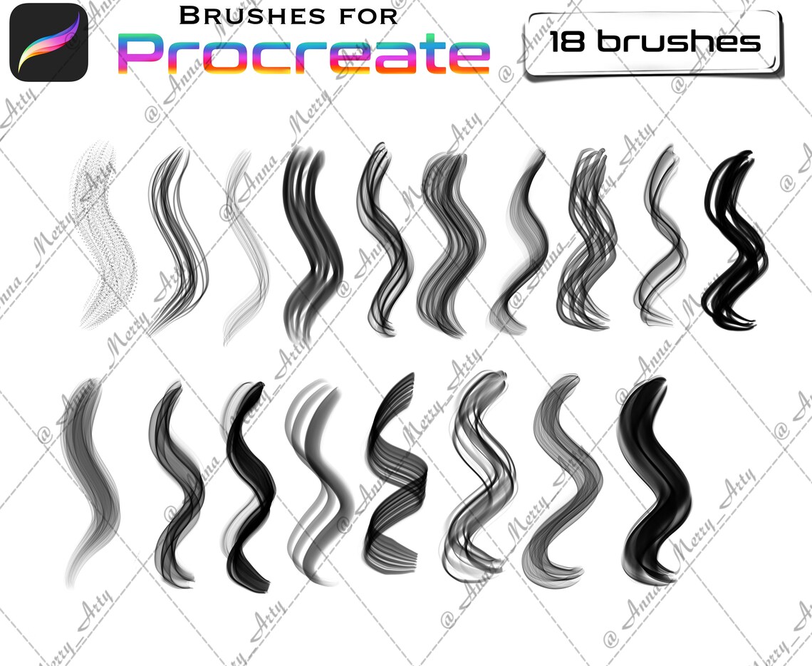 Hair procreate brushes Long hair brushes Short hair brushes Etsy