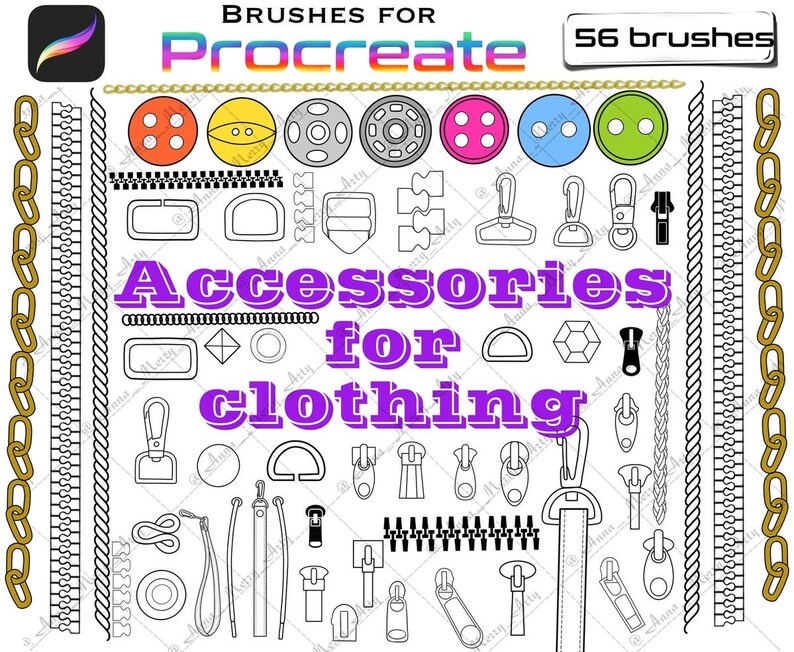 Procreate Brushes Accessories for Clothes Zipper Brush Lock Etsy