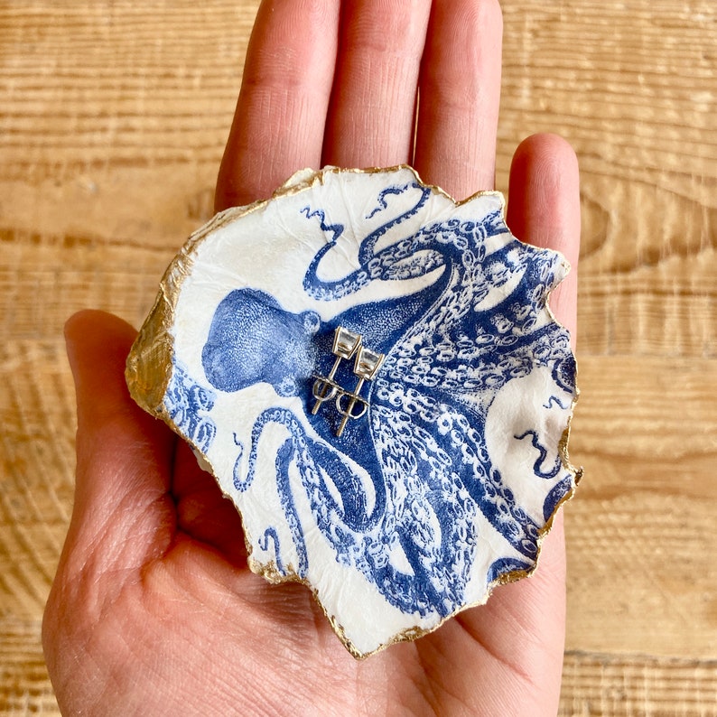 Decoupage Oyster Dish Oyster Ring Dish Handmade Jewelry Etsy