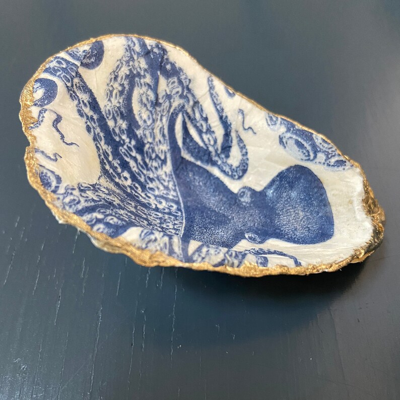Decoupage Oyster Dish Oyster Ring Dish Handmade Jewelry Etsy